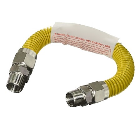 Gas Line Hose 3/8'' O.D.x12'' Len 3/8 MIP Fittings Yellow Coated Stainless Steel Flexible Connector